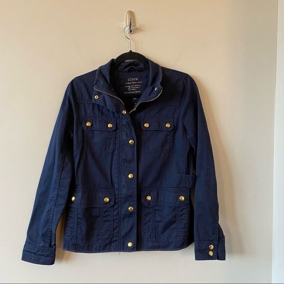 J Crew-Navy Lightweight Boyfriend Utility Jacket - Picture 1 of 13